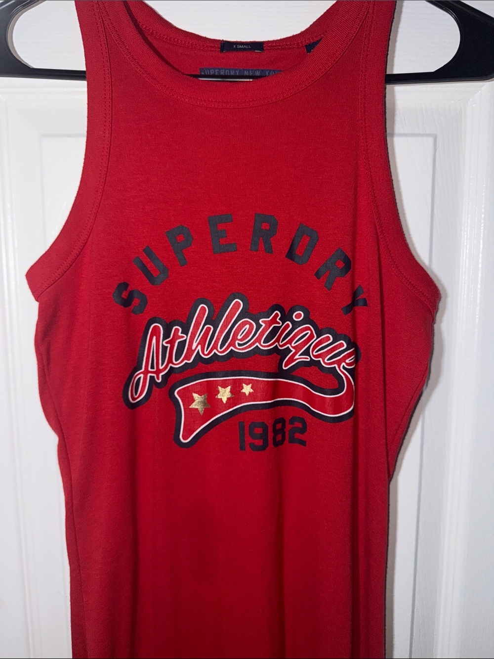 Superdry Red Graphic Midi Dress with Athletic Script